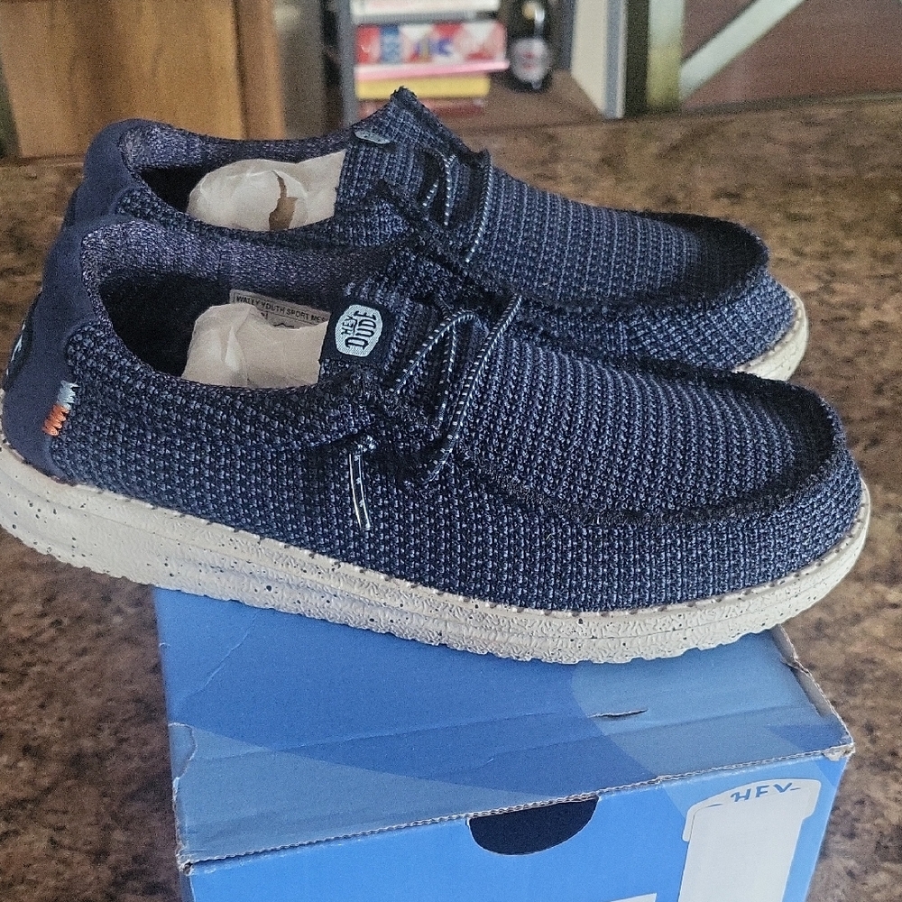 Hey Dude Navy Knit Slip-On Loafers